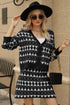Geometric Dropped Shoulder Cardigan and Knit Skirt Set
